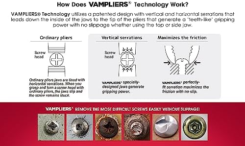 VAMPLIERS 2-PC Screw Extractor Pliers Set 8" Linesman + 6.25" Black Oxide