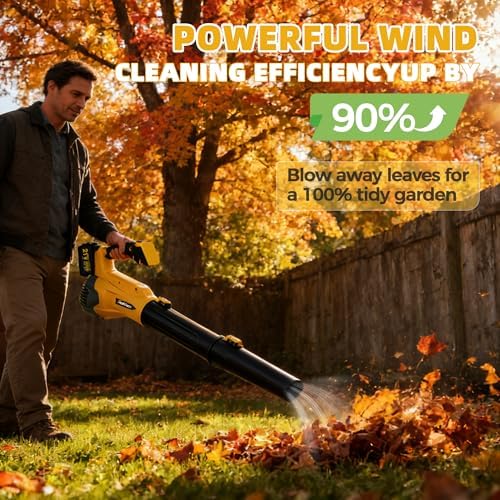 Leaf Blower Cordless - Cordless Handheld Leaf Blower with 21V 2 Rechargeable Batteries, Lightweight Electric Blower for Lawn, Yard, Garden, Patio, Leaves, Dust, Snow Cleaning, 750 CFM 260 MPH
