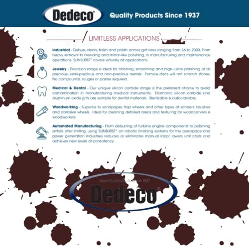 Dedeco Sunburst Radial Bristle Discs 12-Pack - 1-1/2" Curved Knife-Edge - Red 220 Grit (Standard) - Aluminum Oxide for Polishing & Surface Finishing