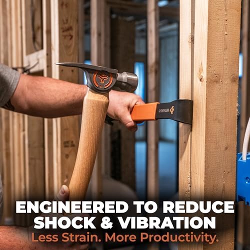 14oz Titanium Framing Hammer - Lightens Your Toolbelt - 45% Lighter Than Steel - 17" Hickory Handle for Framing & Carpentry - Lifetime Warranty - 5% Donated To Help Farmers