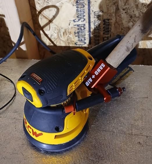 Sanding Solutions SAND+AID Extension Pole Attachment for 5-Inch Random Orbital Sanders, Vibration Reducing, Red, Hand Powered, Eliminates Back Pain When Sanding Decks or Floors