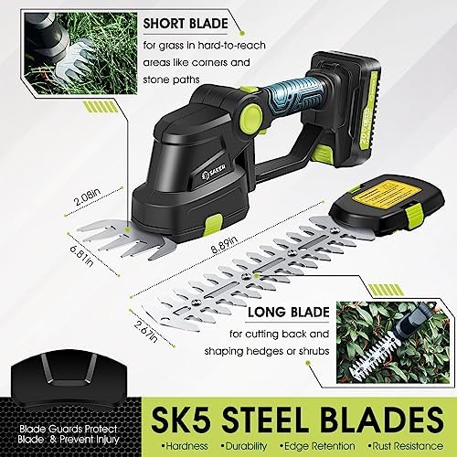 Saker 20V Cordless Hedge Trimmer,2 in 1 Electric Bush Trimmer