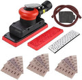 2-3/4" x 8" Dust-Free Air Orbital Sander，1/8" Vacuum Pneumatic Random Orbital Sander，10,000 Max OPM Dust Bag Style with Extra Hook-Loop Pad and 25pcs (80/120/180/320/400) mesh sandpapers