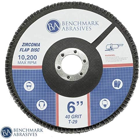 Benchmark Abrasives 6" x 7/8" Zirconia Type 29 Flap Discs, 40 Grit