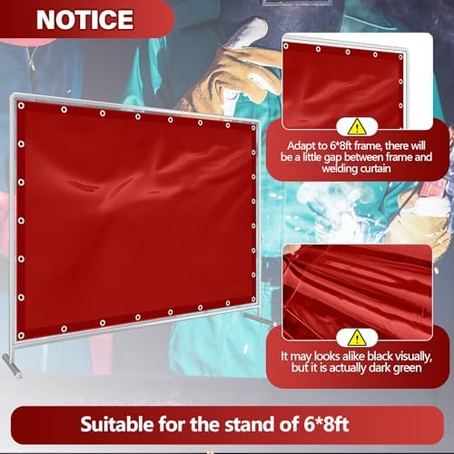 2 Pack Welding Curtain Screen with Fixed Belt, 6 x 8ft, Red