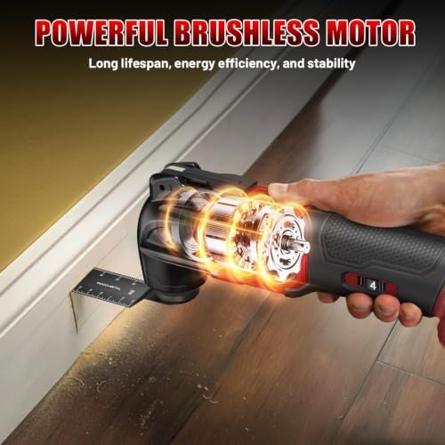 Cordless Oscillating Tool Compatible with Milwaukee 18V Battery, 23-Piece Brushless Multi-Tool Kit with Auxiliary Handle, 6 Variable Speed Power Tools for Cutting & Sanding (Tool Only)