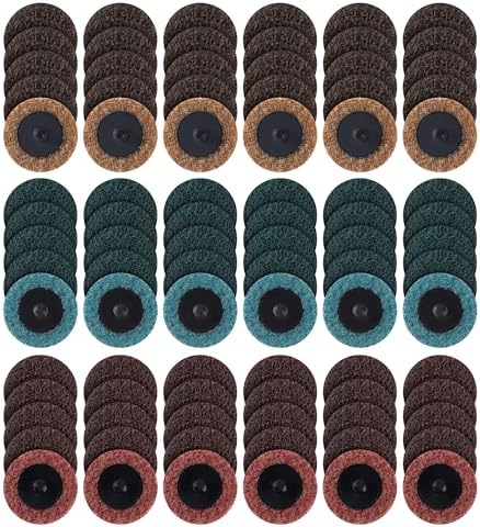90PCS 2 inch Quick Change Assorted Grit Surface Conditioning Discs with 1/4" Shank Holder Snap-On Grinding Disc for Die Grinder Sanding Disc for Strip Polish Burr Finish-Fine Medium Coarse Set