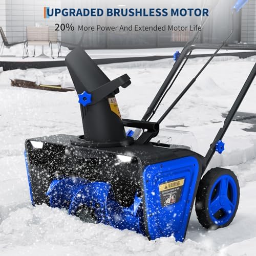 Cordless Snow Blower, 20-Inch Electric Snow Thrower with Dual 20V 4.0Ah Batteries & Charger, Brushless Motor, 12" Deep Cleanup, 25FT Throw, 180° Chute, Dual LED Lights for Driveways & Sidewalks