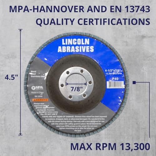 50 Pack Flap Discs 60 Grit 4.5" x 7/8" Sanding Wheels
