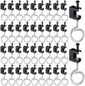 Tandefio 50 Set 1/4"-20 Spring Steel Beam Clamps Metal Beam Hangers Bolt on Clamp with Metal Machine Threaded Bridle Rings for Pipe Cable Woodworking Tool (Black,1 1/4 Inch Bridle Rings)