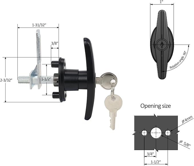 Keyed Alike Truck Cap T-Handle Lock Kit - 2 Sets (4 Locks) Black Locking Handles for Topper/Camper Shell (Left & Right)‌