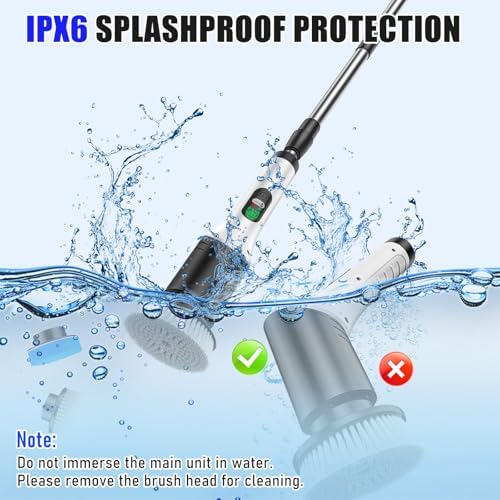 Electric Cleaning Brush, 9 in 1 Electric Brush with Interchangeable Drill Brush Heads, 2000mAh, Electric Clean Brush with Adjustable Handle, for Bathroom, Kitchen, Floor, Cordless