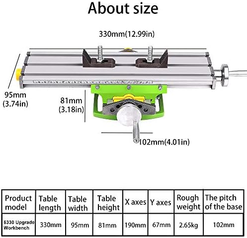 Compound Slide Table, MYSWEETY Worktable Milling Working Cross Table Milling Machine Compound Drilling Slide Table For Bench Drill Adjustme X-Y