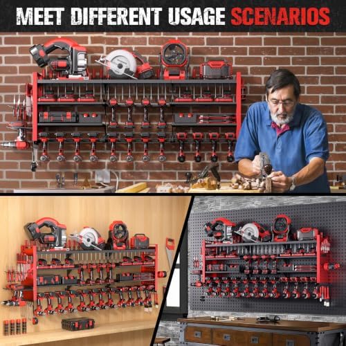 49.8" Power Tool Organizer Wall Mount,Holds 18 Cordless Drills
