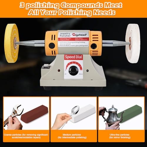 Jewelry Polisher Versatile Polishers & Buffers for Bench Grinder - Ideal for Jewelry Polishing and Finishing Jobs,With 6 Cloth Wheels, 2 Abrasive Fiber Wheels, Safety Glass, 3 Polish Compound