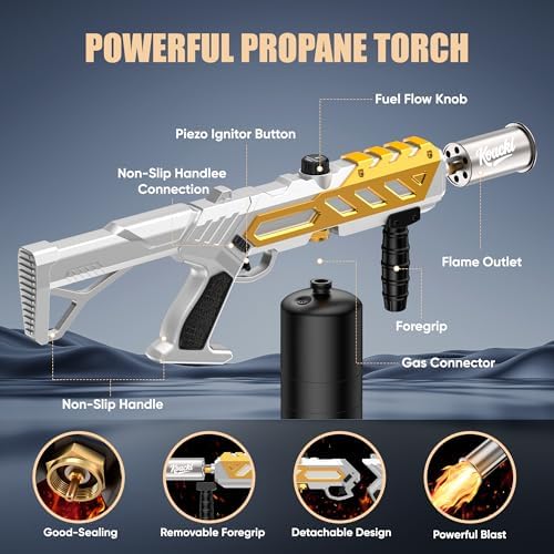 Koackl 25.8" CSA Propane Torch Gun 2372°F Adjustable Flame BBQ Welding