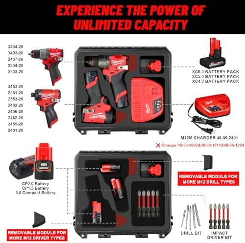 LOTOCASE Case for Milwaukee Drill - M12 Impact Driver Waterproof box