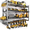MOOMSINE Large Power Tool Organizer Wall Mount for Garage, 4-Tier Heavy Duty Metal Storage Rack Loads 400lbs, Battery Tools Hanger with 8 Cordless Drill Holders for Workshop, Pegboard, Shed