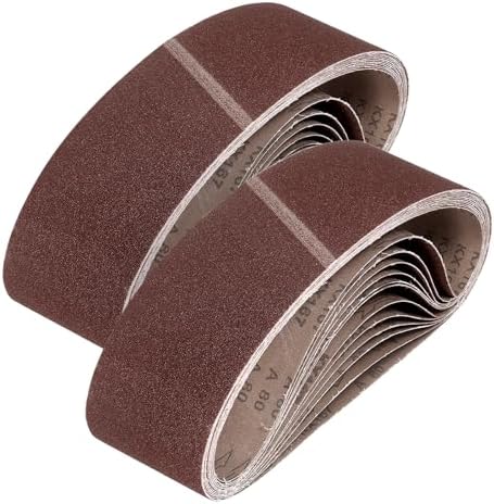 HARFINGTON 6 x 48 Inch Sanding Belts, 80 Pcs 80 Grits Aluminum Oxide
