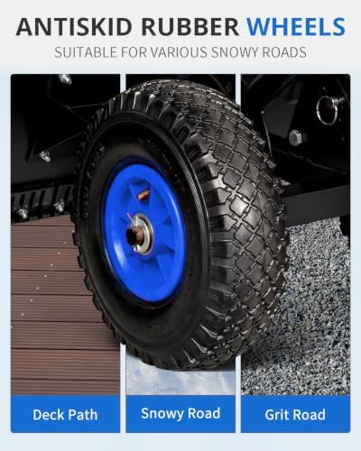 Outvita Snow Shovel with Wheels, 36" Wide 18" Long, Black & Blue