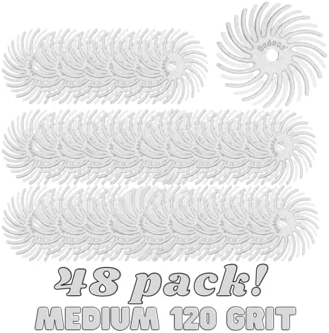 Dedeco Sunburst Radial Bristle Discs 48-Pack - 5/8" Curved - White 120 Grit (Medium) - Aluminum Oxide for Polishing & Finishing