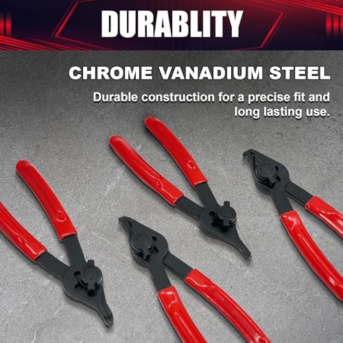 12-Piece Universal Snap Ring Pliers，Heavy Duty Fixed Tip Combination Internal and External Snap Ring Pliers, Suitable For Automobiles, Lawn Mowers, and Agricultural Equipment