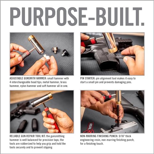 Real Avid Hammer Set & Punch Set with Small Hammer & Flat Tip Metal Punch Set - Punch Tools Tool Kit includes Gunsmithing Hammer with 4 Tips, Non Marring Punch & Pin Starter Tool