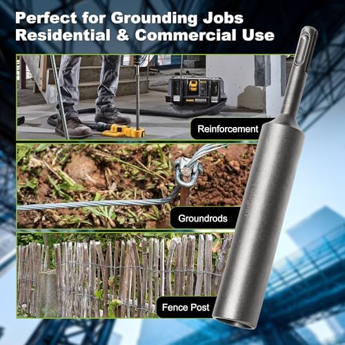 SDS Plus Ground Rod Driver, Fits 5/8 in & 3/4 in Ground Rods, 6.6 in Long, Compatible with All SDS Plus Rotary Hammers