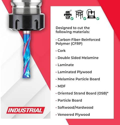 Amana Tool Spektra Extreme Tool Life Solid Carbide CNC Compression Spiral Router Bit, 46035-K, 1/2 D x 2-1/8 CH x 1/2 Shank x 3 Inch Long 2 Flute