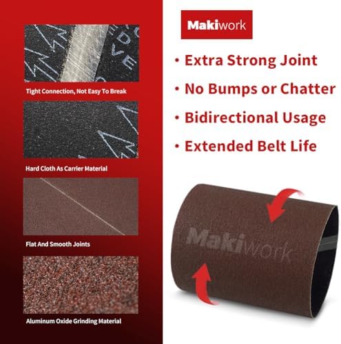 8 inch x 19 inch 60 Grit Sanding Belts, 12 Pack, EZ 8 Drum Sander Sandpaper Rolls for Woodworking and Floor Polishing, Aluminum Oxide Sander Sleeves