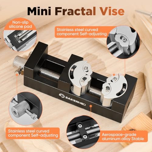 SakerNeo Fractal Vise, Self-Adjusting Drill Press Bench Vice (Black)