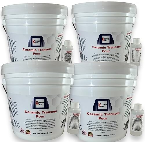 4 Gallons Ceramic Transom Pour for Transom Repairs, Docks, Power Boats, Coring Parts, Mounting Engines, Sea Wall Repair, Replacement for Wood Transoms.