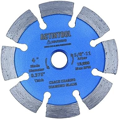 4 Inch 0.375" Width 5/8"-11 Arbor Diamond Crack Chaser Grinidng Wheel for Concrete, 0.375 Inch Thick Segments Diamond Mortar Joint Raking Blade (4" x 0.375")