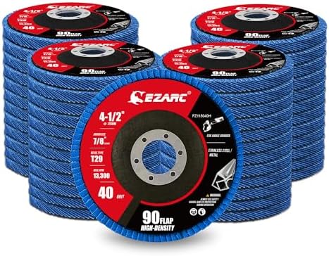 EZARC Zirconia High Density Flap Discs 40Grit, 4.5x7/8", Type29, 50Pack