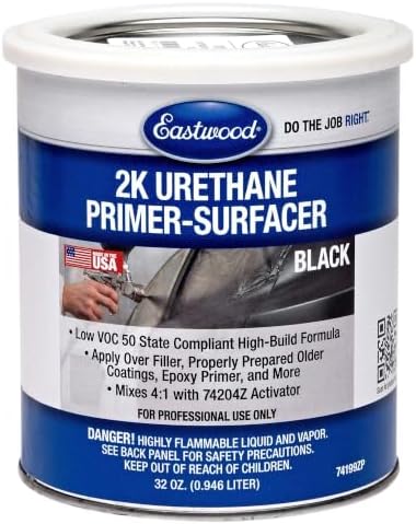 Eastwood 2K Urethane Primer Paint Surfacer Black Quart and Activator Kit