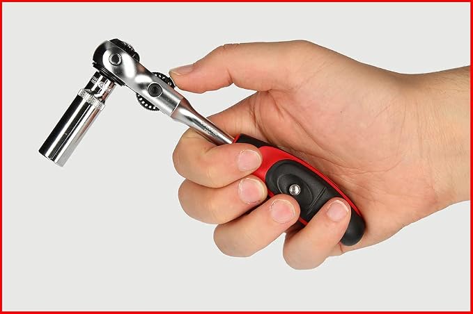 KS TOOLS - 914.1405-E - 1/4" modifix Ratchet with Swivel Head and T-Handle - 72 Teeth - Satin Chrome Finish - Chrome Vanadium
