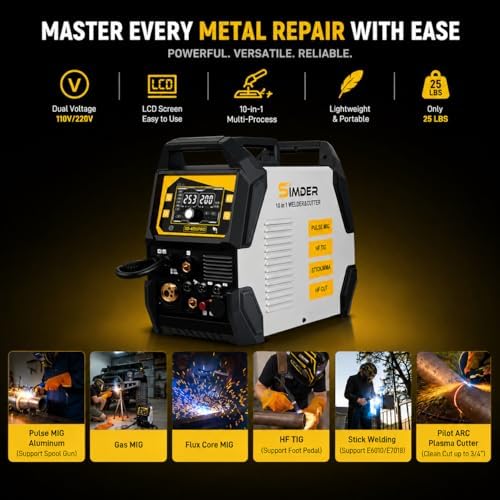 SSimder 10-in-1 Welder Plasma Cutter Combo, Pulse MIG Aluminum Spool Gun