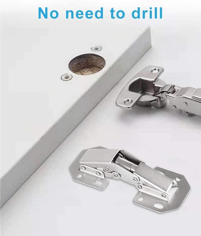 4-Pack Hidden Hinges for Cabinet Doors Frameless, Concealed Cabinet Hinges, 90 Degree Surface Mount Hinges