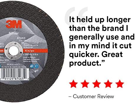 3M Silver Cut-Off Wheel, 87463, 36+, T1, 4 in x 0.05 in x 3/8 in