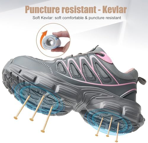 Hogent Steel Toe Shoes for Men Women - Non Slip & Lightweight Work Shoes