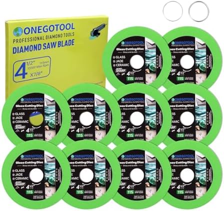 4-1/2x7/8 inch Tile Cutter Glass Cutting Disc for Angle Grinder Glass Ceramic Diamond Cutting Blade Disc for Grinding Jade, Crystal, Wine Bottles. (10PCS)