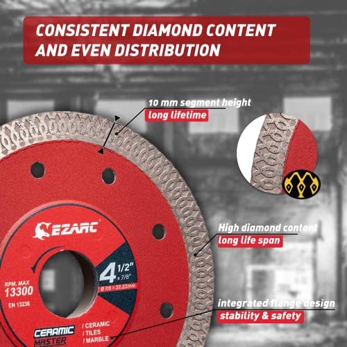 EZARC 4-1/2" Super Thin Diamond Tile Blade, 7/8"-20mm-5/8 Arbor, 2-Pack