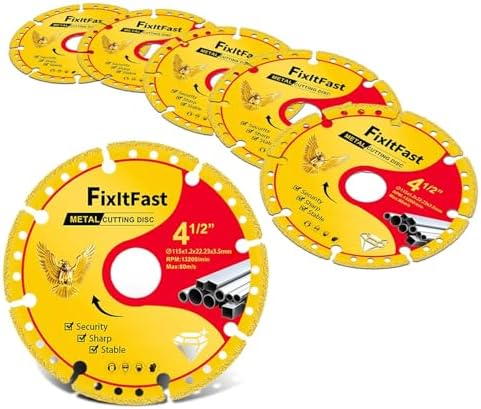 FIXLTFAST Diamond Metal Cutting Wheel 4-1/2 x 7/8 for Angle Grinder - 6PCS