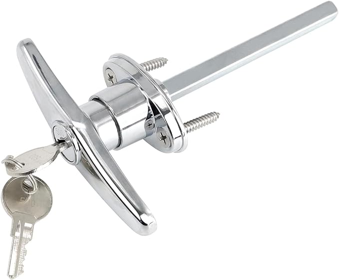 Garage Door T-Handle Replacement Lock, Universal Replacement Hardware Garage Locking with 2 Keys, 1 Pack