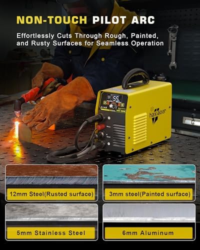 haxiaoer 55A Plasma Cutter [Large LED Display], Non Touch Pilot ARC High Frequency Air Power Plasma Cutter Machine, DC Inverter 110V/220V Dual Voltage Plasma Cutting Machine, PT/2T/4T, 1/2” Clean Cut