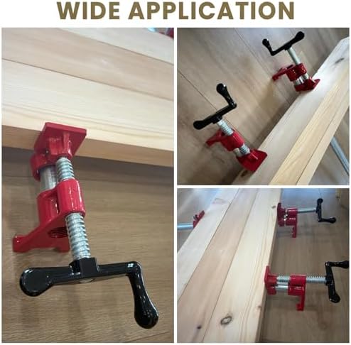 4 Pack 3/4'' Pipe Clamps for Woodworking with Foot Design Wood Gluing Pipe Clamp Fixture Set Heavy Duty Cast Iron For Woodworking, Carpentry, Home Improvement, and DIY Jobs