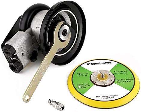 Professional Air Random Orbital Palm Sander 6-inch Heavy Duty Dual Action Pneumatic Sander with 1PC Plate