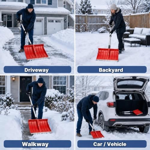 Compact Snow Shovel for Trunk Emergency, Detachable for SUV & Car (Blue)