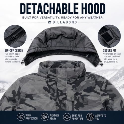 Billabong Ski Jacket Men - Waterproof Shell, Hooded Warm Winter Snow Coat