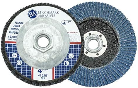 Benchmark Abrasives 4.5" x 5/8"-11 Zirconia Type 29 Flap Discs, 80 Grit
